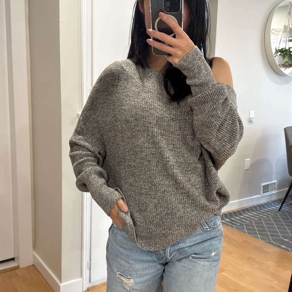 Free People Gray Cowl Neck Sweater